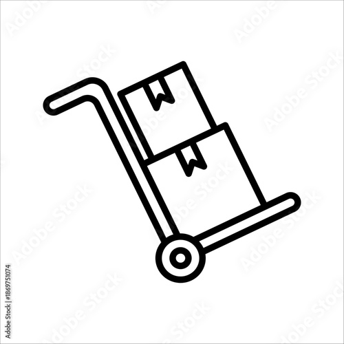 Hand truck Icon. Symbol isolated white background. vector illustration. color editable.