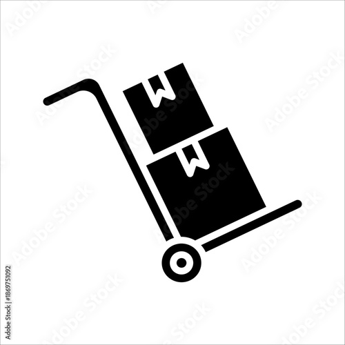 Hand truck Icon. Symbol isolated white background. vector illustration. color editable.