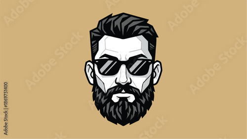 Stylish bearded man wearing sunglasses a cool portrait illustration.