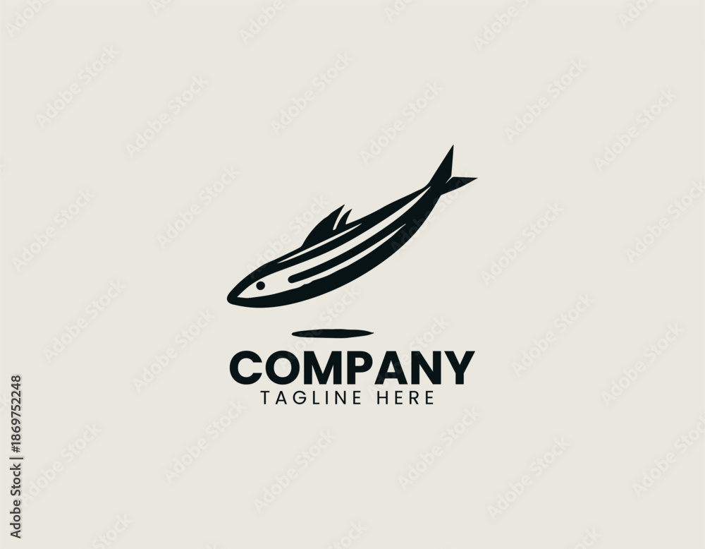 Obraz premium anchovy black vector logo illustration