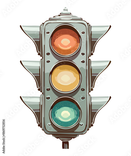 Standard red yellow and green traffic light signal for road safety and urban street vehicle control