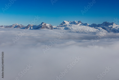 Scenic view of snowy mounta...