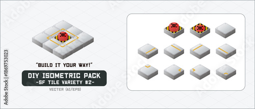DIY Isometric SF Tile Pack #2 – Modular Game UI Tiles (Vector)