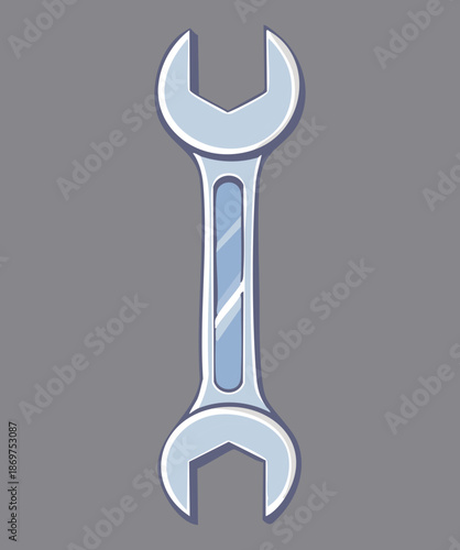 Large silver wrench spanner for professional automotive engineering and industrial equipment maintenance service work