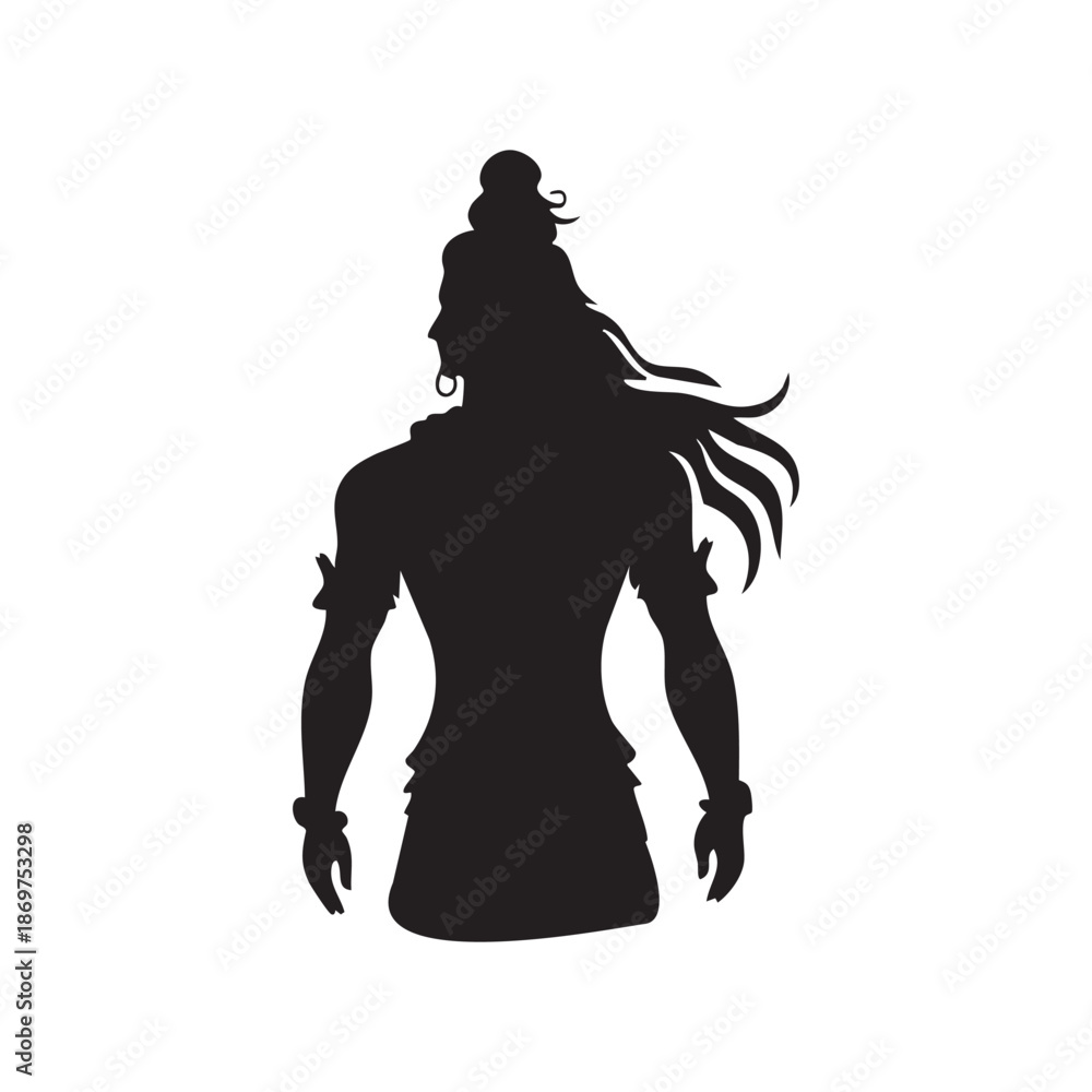 Fototapeta premium Lord Shiva simple silhouette vector illustration