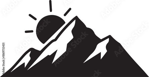 Mountain Sunset Silhouette Vector.