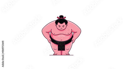 Sumo wrestler in traditional attire ready for competition focused and determined.