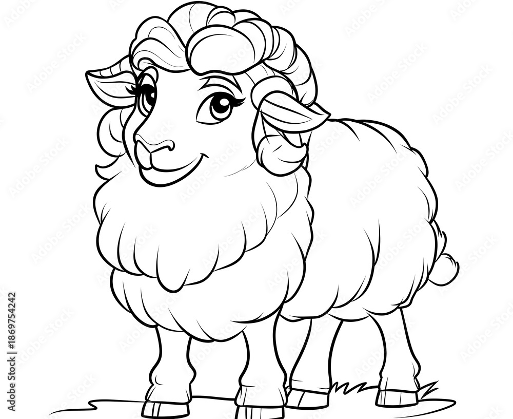 Obraz premium Coloring for children and adults, coloring of the animal world, sheep.
