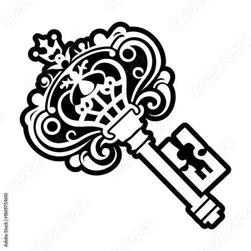 Glyph Style Ancient Key Symbol