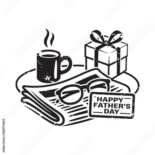 A cozy father s day scene with coffee gift newspaper and reading glasses