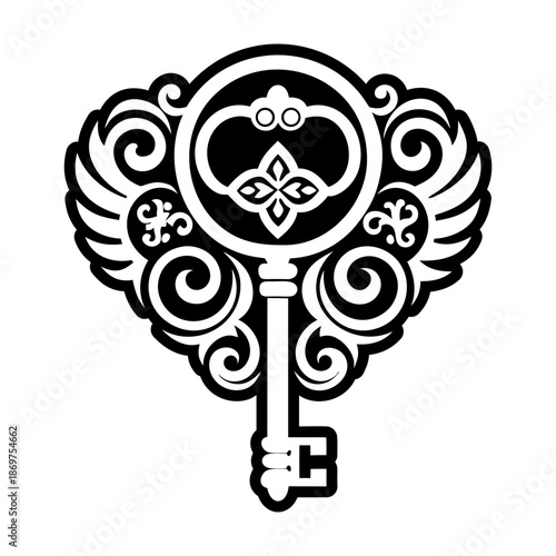 Glyph Style Ancient Key Symbol