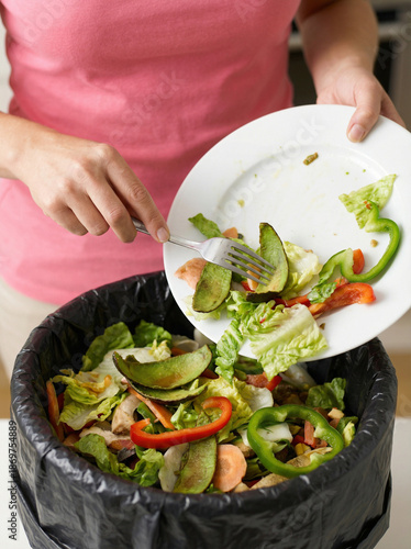 Food waste environment concept, people throwing food garbage into bin prepare to decompose. 