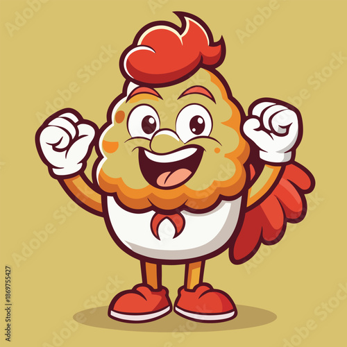 design logo vector cartoon mascot icon fried chicken