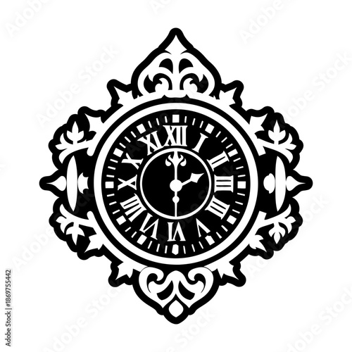 Antique Clock Glyph Style Symbols

