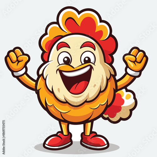 design logo vector cartoon mascot icon fried chicken