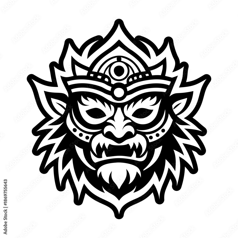 Obraz premium Glyph Style Antique Mask Icons