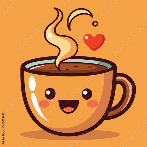 design logo vector cartoon mascot icon cup of coffee