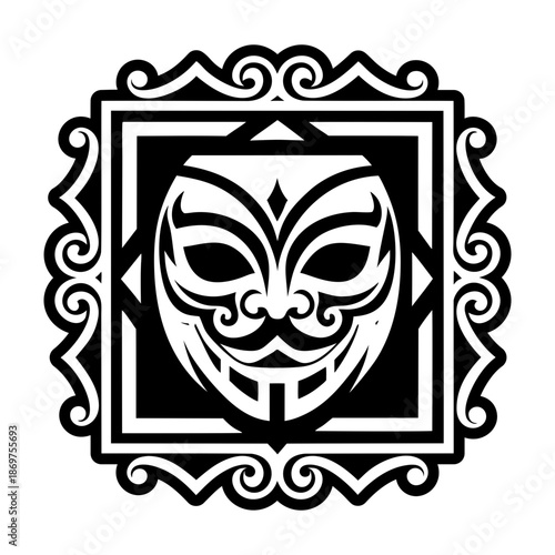 Glyph Style Antique Mask Symbols
