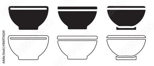 Toilet bowl icons set, black and white bathroom symbols, plumbing fixtures.