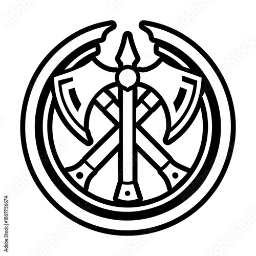 Glyph Style Viking Axe Logos