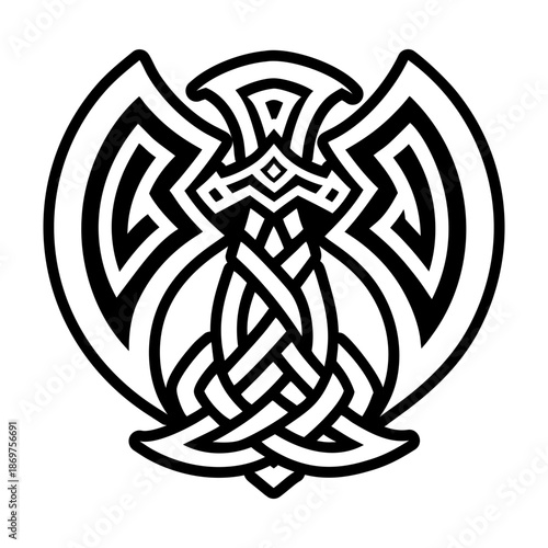 Glyph Style Viking Axe Logos