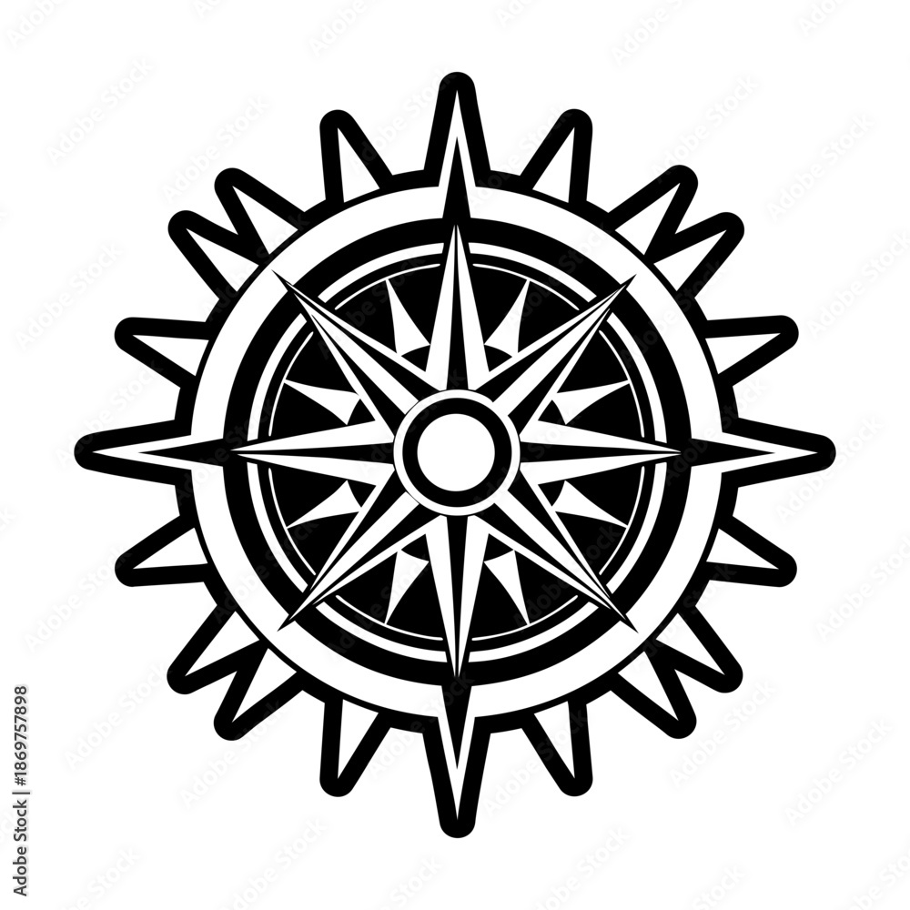 Obraz premium Compass Glyph Style Symbols 