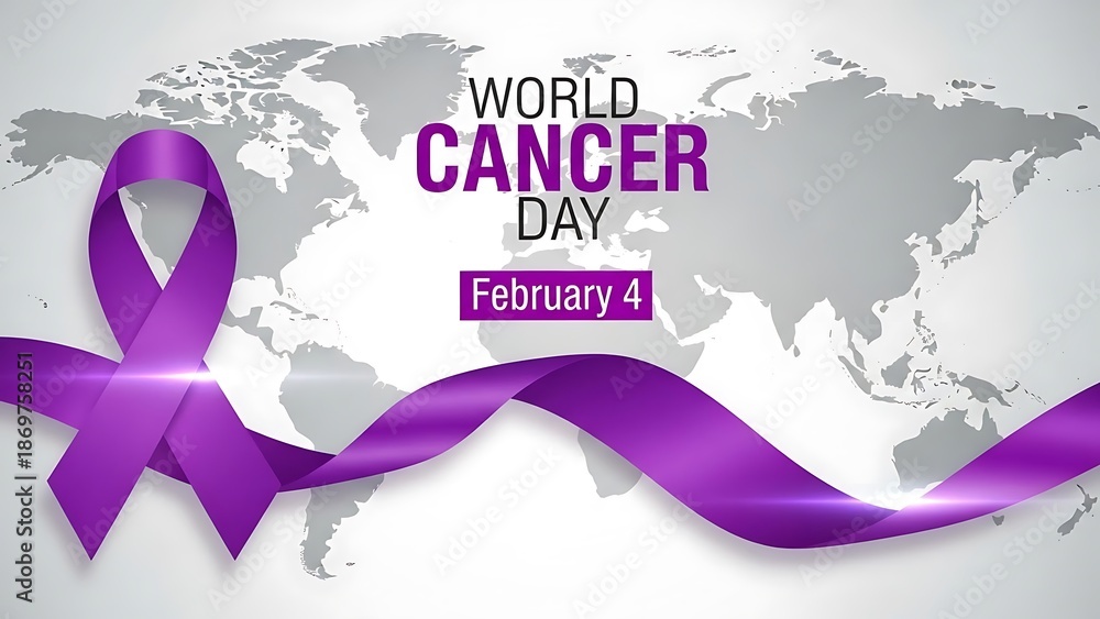 Fototapeta premium Purple Ribbon World Cancer Day February 4