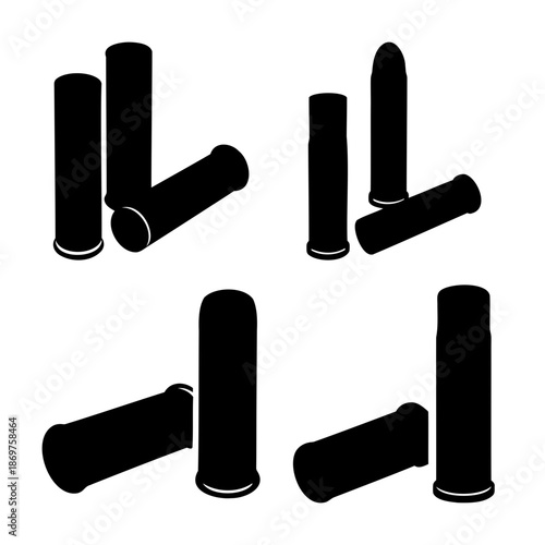 A collection of dark bullet and casing silhouettes depicting various ammunition types