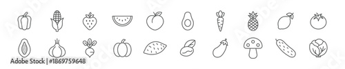 Fruits and vegetables icon set,  Vector illustration . 
