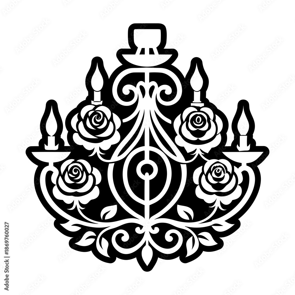 Naklejka premium Glyph Style Chandelier Symbols