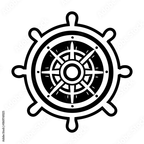  Glyph Style Ship Wheel Symbol