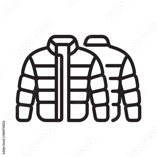 A simple line drawing of a jacket and a hooded sweatshirt