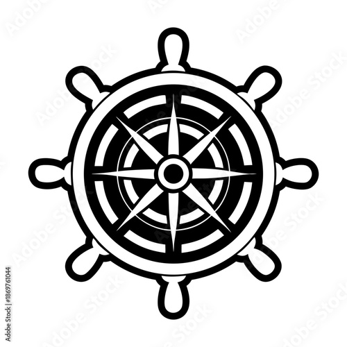  Glyph Style Ship Wheel Symbol