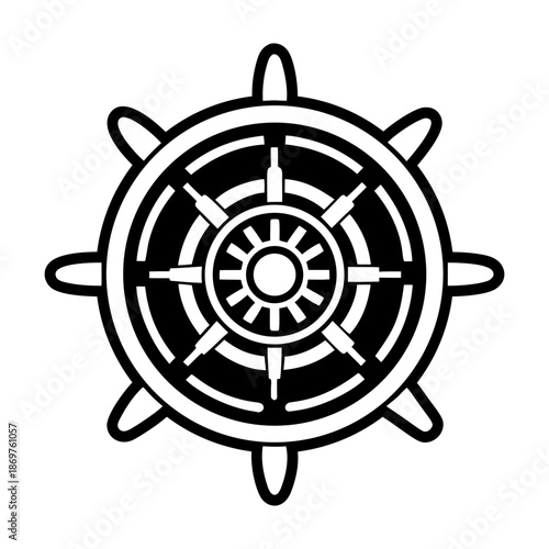  Glyph Style Ship Wheel Symbol