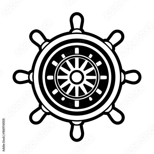  Glyph Style Ship Wheel Symbol