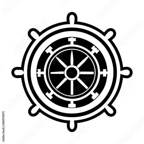  Glyph Style Ship Wheel Symbol