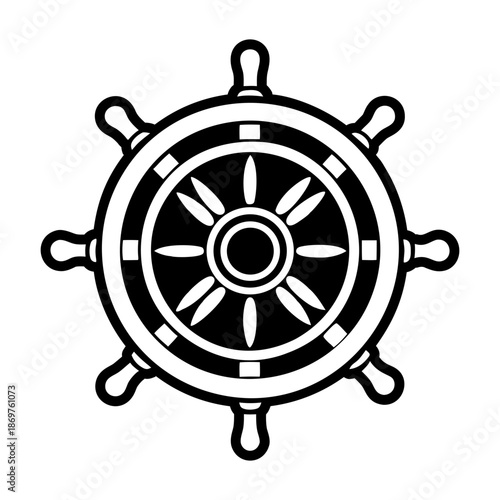  Glyph Style Ship Wheel Symbol