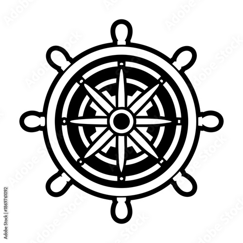  Glyph Style Ship Wheel Symbol