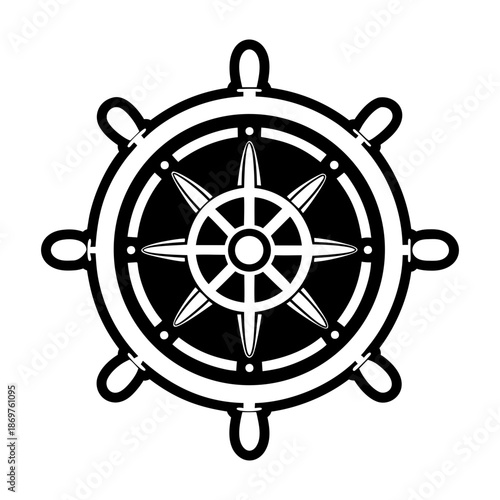  Glyph Style Ship Wheel Symbol