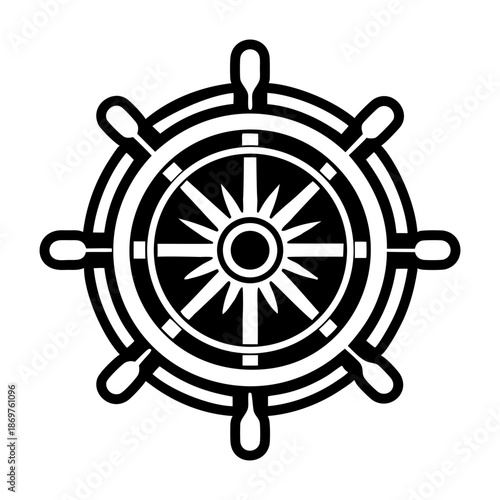  Glyph Style Ship Wheel Symbol