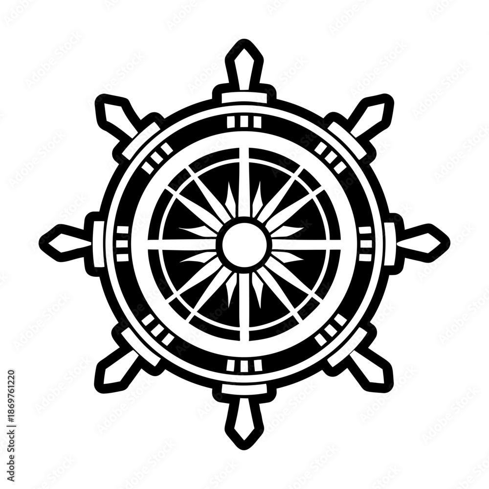 Fototapeta premium Glyph Style Ship Wheel Icon