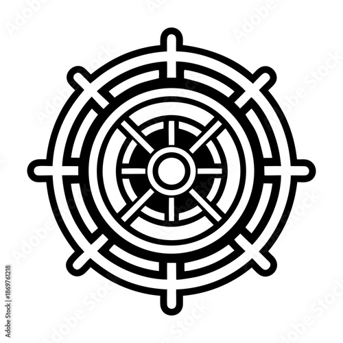 Glyph Style Ship Wheel Icon
