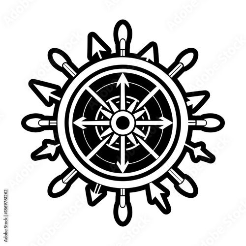 Glyph Style Ship Wheel Logos 
