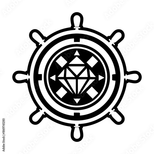 Glyph Style Ship Wheel Logos 
