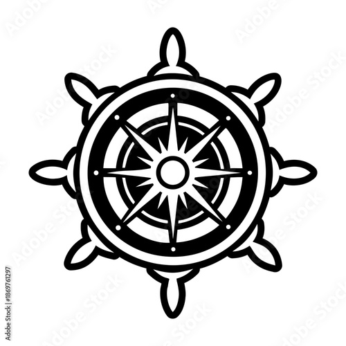 Glyph Style Ship Wheel Logos 
