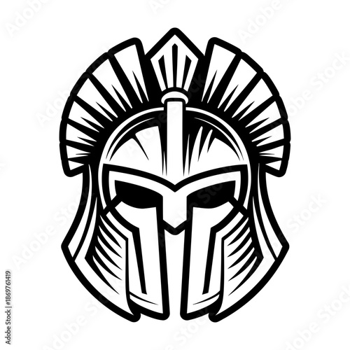 Glyph Style Spartan Helmet Logos 