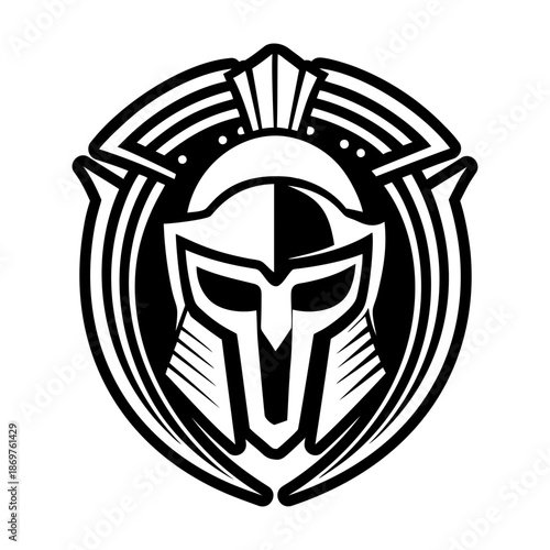 Glyph Style Spartan Helmet Logos 