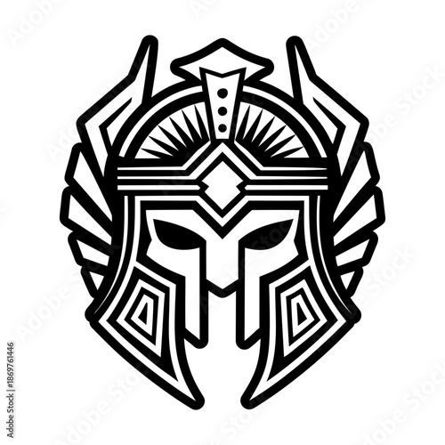 Glyph Style Spartan Helmet Logos 