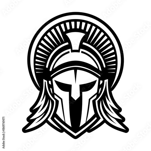 Glyph Style Spartan Helmet Logos 