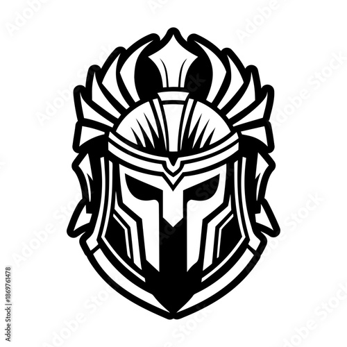 Glyph Style Spartan Helmet Logos 